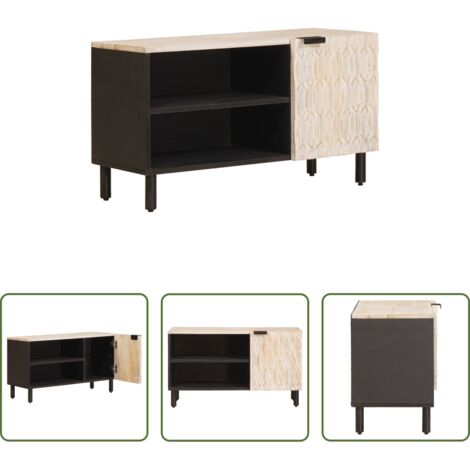 vidaXL Armadio TV -  Mobile TV con porta Finitura Bianco Lavato 80 x 33 x 46 cm