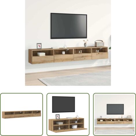 vidaXL Armadio TV -  Mobile TV da parete 2 pcs rovere artigianale 100 x 30 x 30 cm
