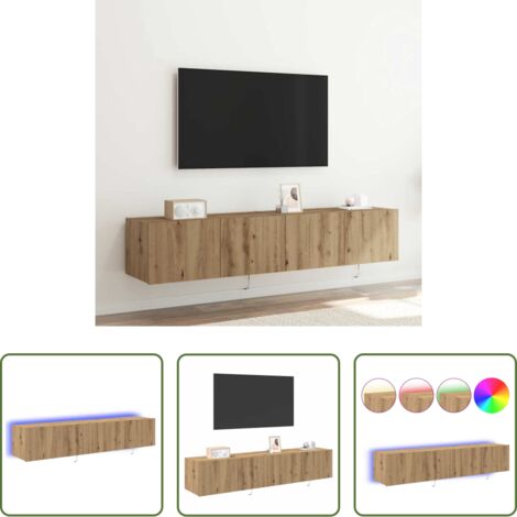 vidaXL Armadio TV -  Mobile TV da parete 2 pcs Rovere artigianale 80 x 35 x 31 cm