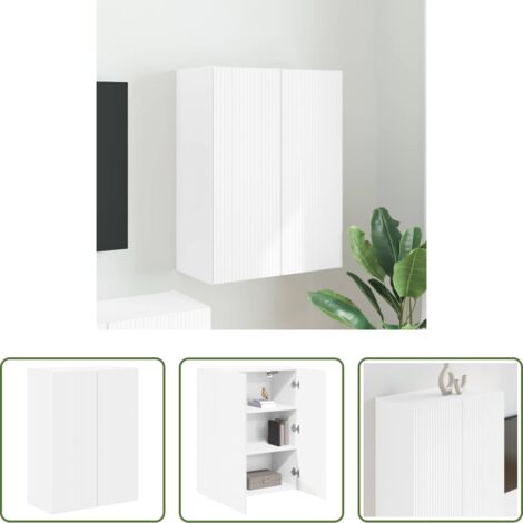 vidaXL Armadio TV -  Mobile TV da parete Bianco 59,5 x 31 x 80 cm Legno multistrato