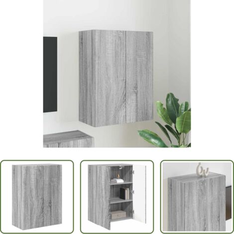 vidaXL Armadio TV -  Mobile TV da parete Grigio Sonoma 59,5 x 31 x 80 cm