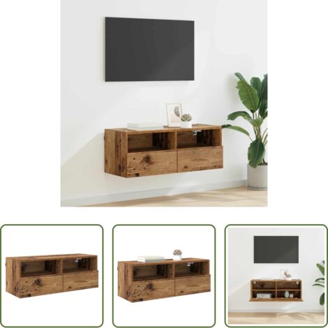 vidaXL Armadio TV -  Mobile TV da parete Legno vecchio 80 x 30 x 30 cm
