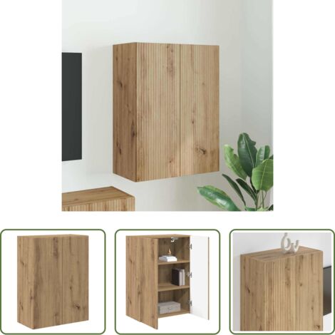 vidaXL Armadio TV -  Mobile TV da parete Rovere artigianale 59,5 x 31 x 80 cm