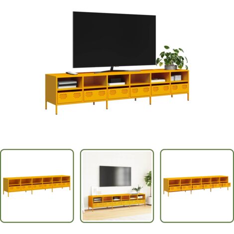 vidaXL Armadio TV -  Mobile TV Giallo Senape 202x39x43,5cm Acciaio Laminato a Freddo