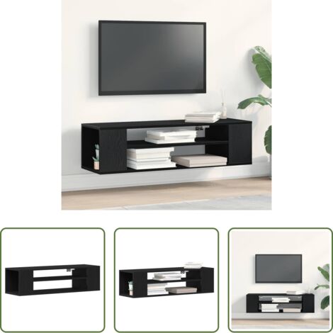 vidaXL Armadio TV -  Mobile TV Rovere Nero 100 x 30 x 26,5 cm Legno multistrato