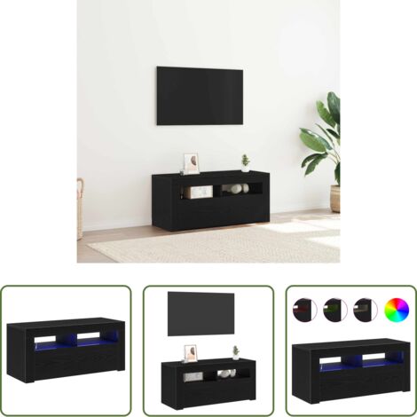 vidaXL Armadio TV -  Mobile TV Rovere Nero 90 x 35 x 40 cm Legno multistrato