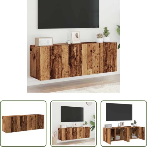 vidaXL Armadio TV -  Mobili TV a Parete 2pz Legno Antico 60x30x41 cm