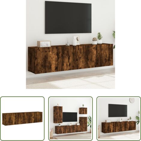 vidaXL Armadio TV -  Mobili TV a Parete 2pz Rovere Fumo 80x30x41 cm