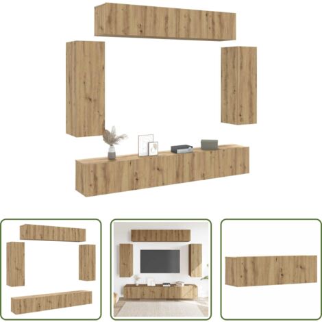 vidaXL Armadio TV -  Set Mobile TV 6 pz Montato a Parete Rovere in Legno Multistrato