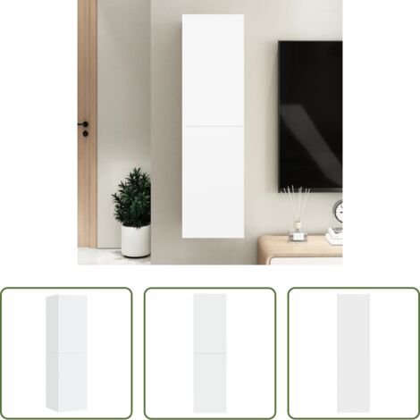vidaXL Armadio tv sospeso -  Mobile Porta TV Bianco 30,5x30x110 cm in Legno Multistrato