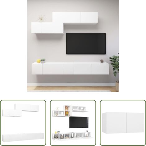 vidaXL Armadio TV sospeso -  Set di Mobili Porta TV 6 pz Bianco in Legno Multistrato