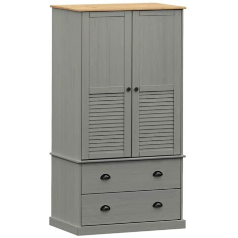 vidaXL Armadio VIGO 90x55x170 cm in Legno Massello di Pino Grigio