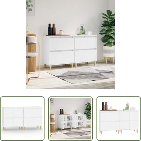 vidaXL Armario aparador -  Aparadores 2 uds madera contrachapada blanco 60x35x70 cm