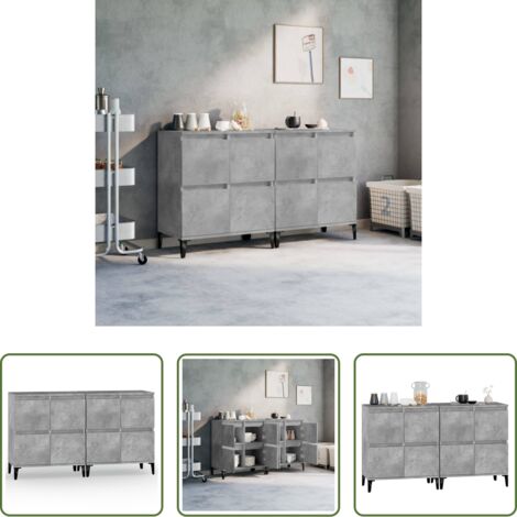 vidaXL Armario aparador -  Aparadores 2 uds madera contrachapada gris hormigón 60x35x70 cm