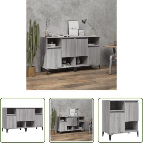 vidaXL Armario aparador -  Aparadores 2 uds madera contrachapada gris Sonoma 60x35x70 cm