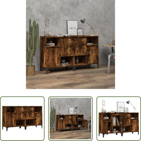 vidaXL Armario aparador -  Aparadores 2 uds madera contrachapada roble ahumado 60x35x70 cm