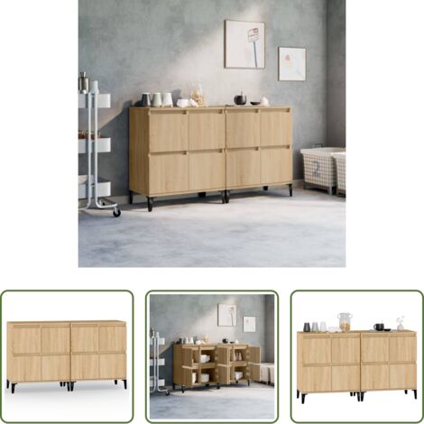 vidaXL Armario aparador -  Aparadores 2 uds madera contrachapada roble Sonoma 60x35x70 cm