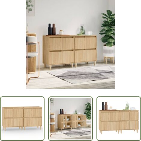 vidaXL Armario aparador -  Aparadores 2 uds madera contrachapada roble Sonoma 60x35x70 cm