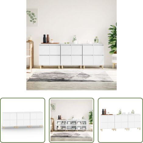 vidaXL Armario aparador -  Aparadores 3 uds madera contrachapada blanco 60x35x70 cm
