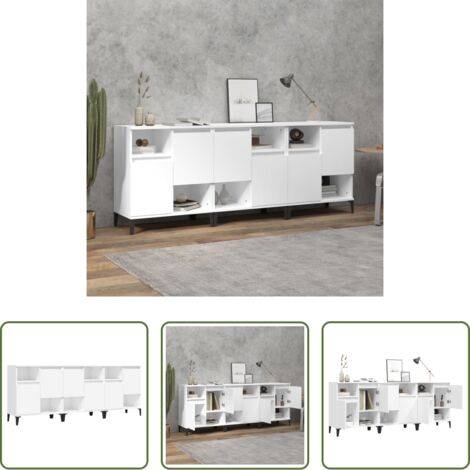 vidaXL Armario aparador -  Aparadores 3 uds madera contrachapada blanco 60x35x70 cm