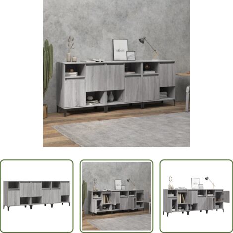 vidaXL Armario aparador -  Aparadores 3 uds madera contrachapada gris Sonoma 60x35x70 cm