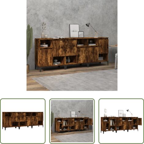 vidaXL Armario aparador -  Aparadores 3 uds madera contrachapada roble ahumado 60x35x70 cm