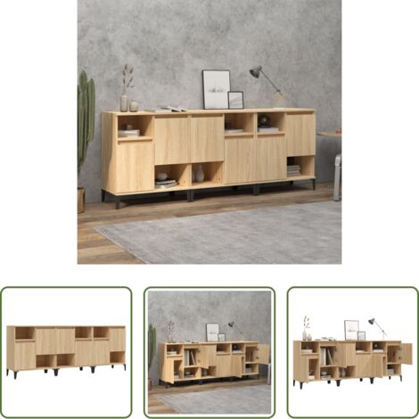 vidaXL Armario aparador -  Aparadores 3 uds madera contrachapada roble Sonoma 60x35x70 cm