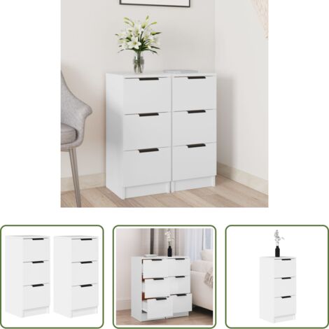 vidaXL Armario -  Aparadores 2 uds madera contrachapada blanco 30x30x70 cm