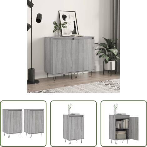 vidaXL Armario -  Aparadores 2 uds madera de ingeniería gris Sonoma 40x35x70 cm
