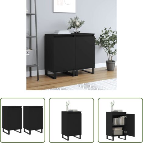 vidaXL Armario -  Aparadores 2 uds madera de ingeniería negro 40x35x70 cm