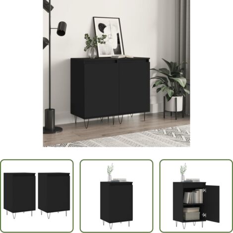 vidaXL Armario -  Aparadores 2 uds madera de ingeniería negro 40x35x70 cm