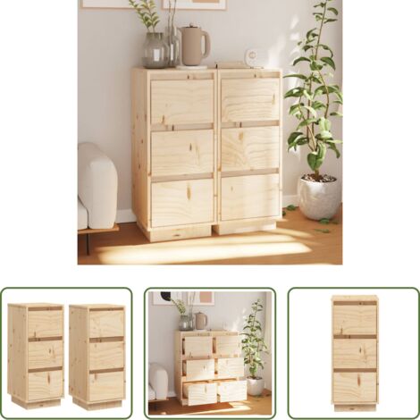 vidaXL Armario auxiliar -  Aparador 2 uds madera maciza de pino 32x34x75 cm