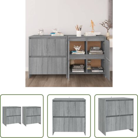 vidaXL Armario auxiliar -  Aparadores 2 uds madera de ingeniería gris Sonoma 70x41x75 cm