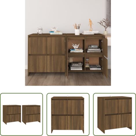 vidaXL Armario auxiliar -  Aparadores 2 uds madera de ingeniería marrón roble 70x41x75 cm