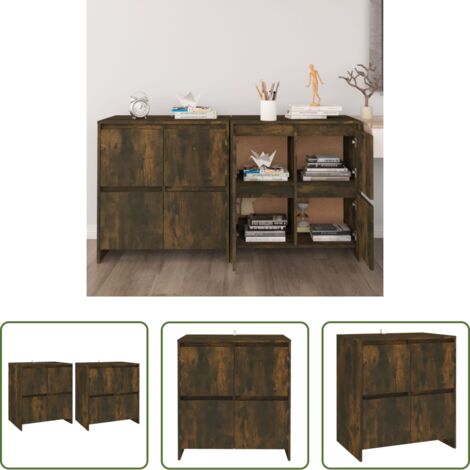 vidaXL Armario auxiliar -  Aparadores 2 uds madera de ingeniería roble ahumado 70x41x75 cm
