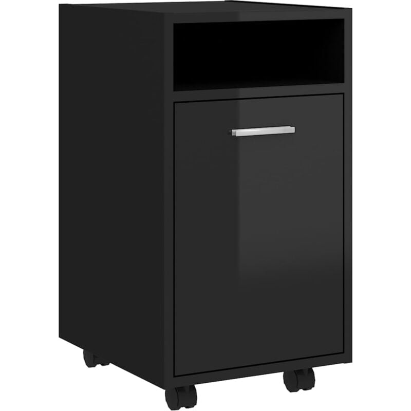 

Armario auxiliar con ruedas aglomerado 33x38x60 cm negro brillante - Negro - Vidaxl