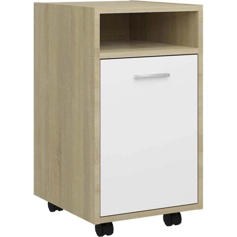 

Armario auxiliar con ruedas aglomerado 33x38x60 cm blanco y roble Sonoma - Blanco - Vidaxl