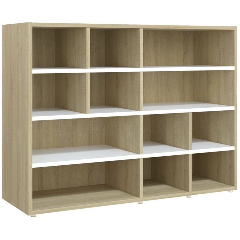 

Vidaxl - Armario auxiliar de aglomerado 97x32x72 cm blanco y roble Sonoma - Blanco