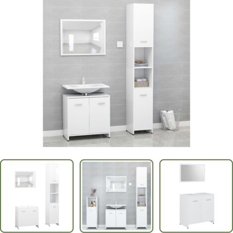 vidaXL Armario bajo lavabo -  Juego muebles de baño 3 pzas madera de ingeniería blanco