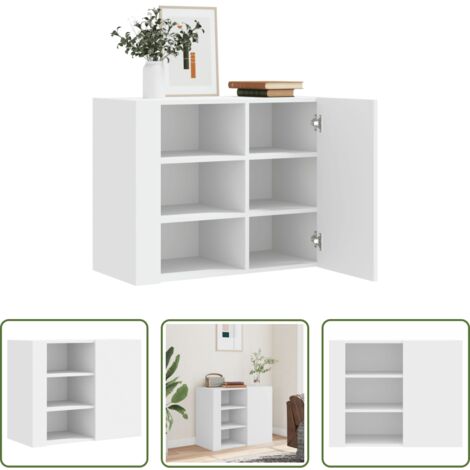 vidaXL Armario blanco -  Armario de pared madera de ingeniería blanco 75x35x60 cm