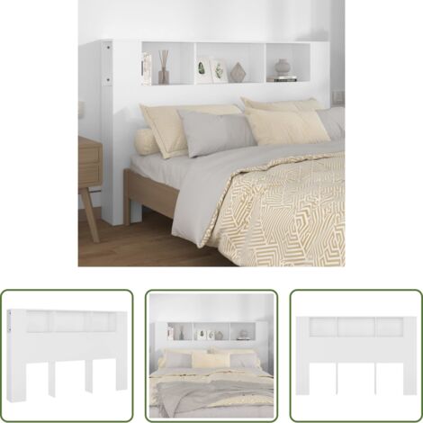 vidaXL Armario blanco -  Mueble cabecero blanco 160x18,5x104,5 cm