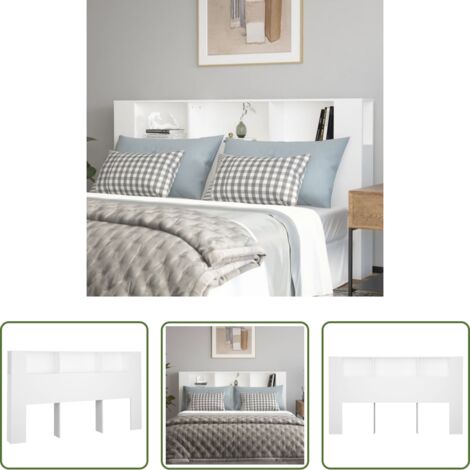vidaXL Armario blanco -  Mueble cabecero blanco 180x18,5x104,5 cm