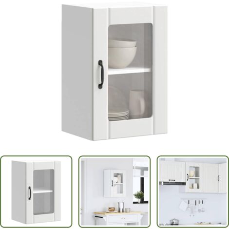 vidaXL Armario cocina cristal -  Armario pared cocina puerta de cristal Lucca blanca