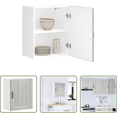 vidaXL Armario cocina gris -  Armario de pared cocina Lucca madera contrachapada gris sonoma