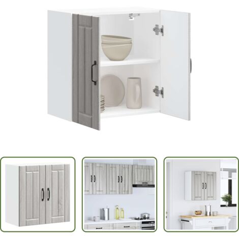 vidaXL Armario cocina gris -  Armario de pared cocina Lucca madera contrachapada gris sonoma
