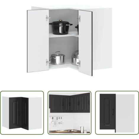 vidaXL Armario cocina madera -  Armario cocina esquina de pared Kalmar madera ingeniería negra