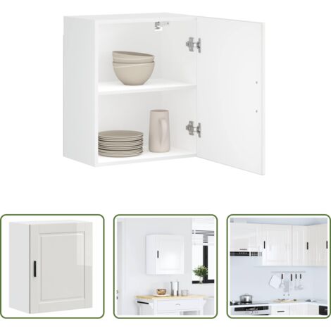 vidaXL Armario cocina madera -  Armario pared cocina Porto madera ingeniería blanca alto brillo
