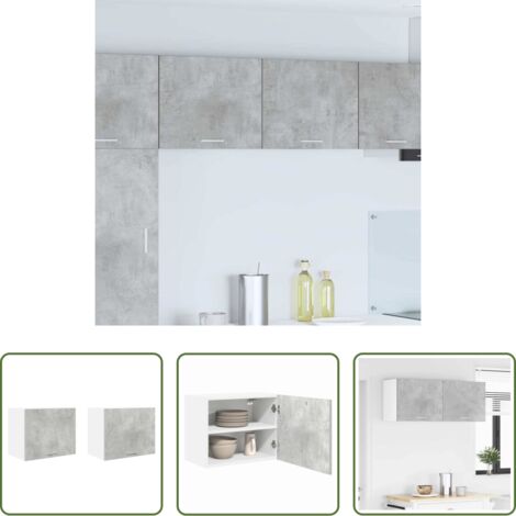 vidaXL Armario cocina moderno -  Mueble colgante 2 pcs Gris Concreto y 50 x 31 x 40 cm
