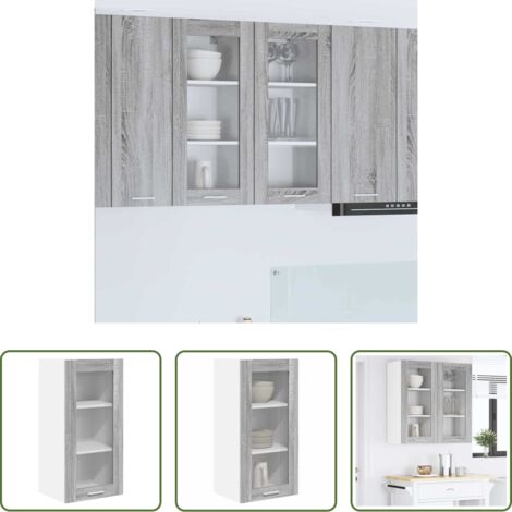 vidaXL Armario cocina moderno -  Mueble colgante con almacenamiento Gris Sonoma 40 x 31 x 80 cm