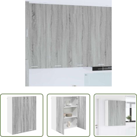 vidaXL Armario cocina moderno -  Mueble colgante con almacenamiento Gris Sonoma 80 x 31 x 100 cm